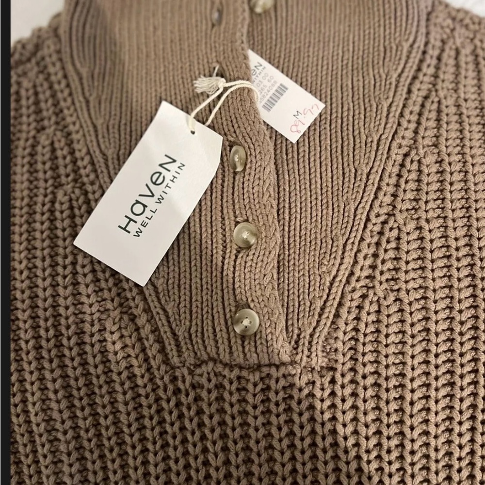 Haven Well Within Button-Ip Mock neck sweater
